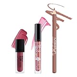 Misslyn | Lipgloss mit hohem Glanz, feuchtigkeitsspendend und voluminös für volle Lippen, 3 langanhaltende Bleistifte, Präzisionsstift mit leichter Farbe – Lipgloss-Set