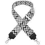 Breiter Schultergurt, Längenverstellbarer Tragegurt, Verstellbarer Ersatzgürtel für Crossbody Canvas Tasche Handtasche (Lozenge Black White)
