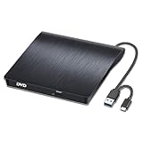 GERUI Externes DVD-Laufwerk, USB 3.0 Typ-C CD DVD +/-RW Optisches Laufwerk USB C Brenner Slim CD/DVD Writer Reader Tragbar für PC Laptop Desktop MacBook Mac Windows 7/8/10/XP OS Apple