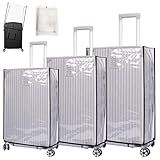 Mineup Kofferschutzhülle Transparent, 3 Stück 20+24+28 Zoll PVC Koffer Schutzhülle, Koffer Abdeckungen, Wasserdicht Gepäckabdeckung, Anti-Staub Anti-Kratz, Luggage Cover für Reisen