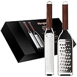 Microplane Reiben-Set (Zester & Extra-Grob) für Zitrusfrüchte, Hartkäse, Muskatnuss, Kartoffeln, Karotten & Zucchinis aus der Master-Serie mit Walnussholzgriff und Edelstahlklingen - Made in USA