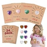 Firulab Valentinstags-Austauschkarten, Valentinstagskarte für Ehefrau - 24er-Pack Valentinskarten mit Herzstein-Set | Mit herzförmigen Steinen, Valentinstagskarte, Geschenk für Sie, handgefertigte