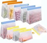 Wiederverwendbare Gefrierbeutel, 10 Stk Silikonbeutel, Aufbewahrungsbeutel Lebensmittel Beutel Sandwichbeutel Stehendes Boden-Design Küche Beutel Gemüse Snacks, Zip Beutel Wiederverwendbar