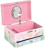 Musikalische Ballerina Schmuckkästchen für Mädchen – Kinder tanzende Ballerina Musikbox Spiegel, Ballett Geschenke für kleine Mädchen, Schmuck-Boxen, Geburtstag Geschenk, Alter 3–10, rosa