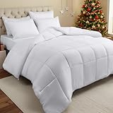 Utopia Bedding Bettdecke 200x200 cm, Ganzjahresbettdecke 280 GSM Füllung, Mikrofaser Steppdecke (weiß)