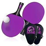 FourRoar Tischtennisschläger mit 7 Schichten Pack 2 Schläger | Schläger für Spieler Aller Niveaus | Inklusive 2 Bälle und 2 Schutzhüllen | Farbe Violett