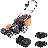 Yard Force - Leistungsstarker Akku Rasenmäher 20V | 2x2,5Ah Lithium-Ionen-Akku | 34cm Schnittbreite | Schnellladetechnologie | 25-75mm Schnitthöhenverstellung | 35L Hybridfangsack