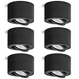 linovum 6 Stück LED Aufbauspot SMOL schwarz - flach & schwenkbar - Aufputzleuchte Deckenspot inkl LED Modul 5W warmweiß 230V