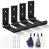 Tikplus Garderobenhaken Klappbar 4 Stück, Schwarz Klapphaken, 90° Faltbare Kleiderhaken Klappbar, Wandhaken Klappbar - für Badezimmer, Schlafzimmer,Küche Wand Innen & Außen