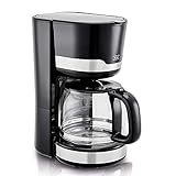 KHG Kaffeemaschine KA-129 SE2 Single aus Edelstahl/Kunststoff in schwarz, Kapazität für 12 Tassen, mit Glaskanne 1,5 Liter, Permanentfilter, Abschaltautomatik, Wasserstandsanzeige, Tropfstopp