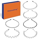 Hanyousheng 6 Stück Metall Haarband, Schwarz Welle Metall Stirnband, Haarreifen Unisex, Multi-Stil Haarbänder für Männer Frauen, für Outdoor Sports Yoga