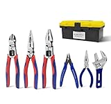 KAIHAOWIN Zangenset, 6-teiliger Werkzeugsatz mit Koffer, Seitenschneider, Kombizange, Spitzzange, Rollgabelschlüssel, Kleiner Seitenschneider, Mini Spitzzange für Reparaturen & Hausgebrauch