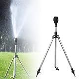 Rotating Tripod Sprinkler, Garten Rasensprenger 360 Grad Sprinkler, Edelstahl Rotary Bewässerung Stativ Teleskop Unterstützung Sprinkler für Hof, Garten, Rasen (#A)