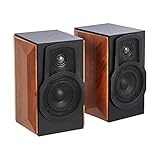 Amazon Basics 2 Stück Bücherregal-Lautsprecher mit Passiv-Lautsprecher, 50 W, 50-20 kHz, Holz & Schwarz