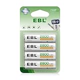 EBL AA Akku 2800mAh mit hoher Kapazität, AA wiederaufladbar Batterien,1.2V-Mignon AA,4er Pack