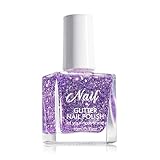 Glitzer Nagellack - Schnelltrocknend Glitter Nagellack - Shining Nail Art Nagellack Ohne UV Lampe Nail Polish (Lila ZY136, Normal)