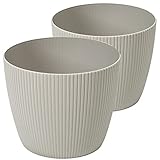 Tymar Blumentopf, 2er-Pack, Runde Form, Übertopf ((2pack) Beige, ø 10 cm)