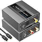 VEDINDUST Analog zu Digital Audio Konverter Analog Digital Wandler R/L RCA 3,5 mm AUX zu Digital Koaxial Toslink Optischer AD Wandler für PS4 PS5 Blu-ray DVD Xbox AV Amp