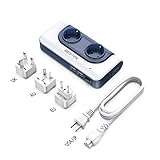 200W Reise Spannungswandler von BESTEK Wechselrichter 120V auf 240V mit 2 EU Steckdosen und 4 USB Anschlüsse,Weltweit Universal für (USA,UK,EU,AU,CN,Blau