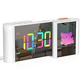 Sukeen Wecker Digital, Wecker Kinder mit Niedlicher Hund, Digitaluhr mit Doppelalarm, 11 Farbziffern, 10 Farben Cartoon, Woche, Dimmbar, Lautstärke, Schlummer für Kinder Erwachsene Schlafzimmer Weiß