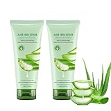 Bio Aloe Vera Peeling, Aloe Exfoliating Scrub, Natürliches Peeling-Gesichtspeeling, Natural Exfoliating Facial Scrub, Für Mitesser Und Akne, Gesichts-, Körper- Zur Entfernung Von Schmutz (2Pcs)