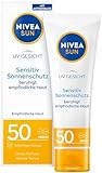 NIVEA SUN UV Gesicht Sensitiv Sonnenschutz LSF 50+ (50 ml), Gesichtscreme mit LSF 50+ für empfindliche Haut, sofort wirksame Sonnencreme beruhigt Hautirritationen