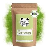 GREEN PANDA Bio Gerstengras Pulver aus Österreich für Gerstengras Saft, grüne Smoothies, Super Green Pulver Shakes, Chlorophyll zum Trinken wiederverschließbarer Beutel 500g