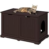 Yaheetech Katzenschrank für Katzentoilette, 95 x 57,5 x 53,5 cm XXL Katzenhaus mit viel Stauraum, Katzenmöbel Holz, Verdecktes Katzenklo mit Seitentür, Braun