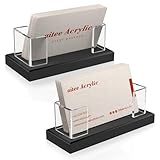 AITEE Visitenkartenhalter für Schreibtisch: 2 Stück Klarer Acryl Visitenkartenständer, Visitenkarten Aufsteller Fasst 60-80 Visitenkarten für Messestand Kaufhaus Theke Büro