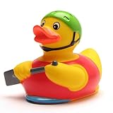 Duckshop I Badeente Ruderboot I Quietscheente Kajak I Quietscheentchen Kanu I L: 9,5 cm I inkl. Gummienten-Schlüsselanhänger im Set