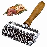 Qivine Gitterroller Teig, Gitterwalze Teigschneider Edelstahl mit Holzgriff, Kuchen Gitterschneider Nudelschneider für Pizza, Pastry, Brot