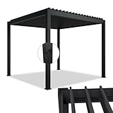 Juskys Lamellendach Tahiti 3x3 m - Stahl Pergola - Terrassenüberdachung stabil & wetterfest - Überdachung für Garten & Terrasse - Bausatz Anthrazit