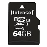 Intenso Premium microSDXC 64GB Class 10 UHS-I Speicherkarte inkl. SD-Adapter (bis zu 90 MB/s), schwarz