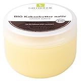 GREENDOOR Bio Kakaobutter nativ unraffiniert 200ml, vegane Natur Körperbutter & Feuchtigkeitspflege Gesicht Körper, rein natürlich duftend, pure Naturkosmetik Hautpflege für Damen Herren Kinder