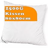Dedstore-Baby Luxus Federkopfkissen 80x80 cm - 100% Europäische Gänsefedern, Schlafkissen ist Oeko-TEX® & RDS Zertifiziert, Waschbar - Federn Kissen ist Perfekt für Allergiker, Nachtkissen mit 2500g