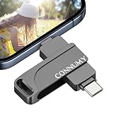 CONNUMY 32GB USB Stick für iPhone, 3-in-1 Flash Laufwerk EIN-klick-Backup für Fotos und Videos, Externer Speicherstick kompatibel mit iPhone/iPad/Android/PC