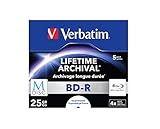 Verbatim MDISC BD-R Blu-ray Rohlinge, 25 GB, Blu-ray-Disc mit 4-facher Schreibgeschwindigkeit, 5er-Pack Jewel Case, großflächig bedruckbar, Blu-ray-Disks für Video- und Audiodateien