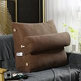 GOZYLA Keil-Lesekissen, verstellbar: Nacken, Lendenwirbelstütze, Rückenlehne, 60 x 50 x 20 cm, dreieckige Positionierung, Rückenstützkissen, Tagesbett, Kopfteil, Couch für Sofa und Bett (Braun, 60 x
