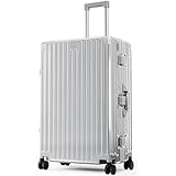 Alphasac Polycarbonat Koffer Groß XL - 96L Innenvolumen, Leicht Hartschalenkoffer Reisekoffer Luggage Suitcase mit Rollen, TSA Schloss & Aluminium Rahmen, 76x49x30 cm, Silber