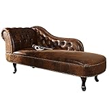 Invicta Interior Design Chesterfield Recamiere im Antik Look Couch Sofa Sessel Polsterliege braun