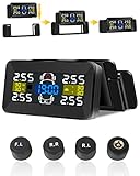 【Neueste】TPMS Reifendruckkontrollsystem mit Freistehende Halterung Großer Bildschirm Kabellos Reifendrucküberwachungsystem 0.01Bar Solar/Type-C Ladung mit 4 Externen Reifendrucksensor 21-87Psi
