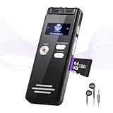 NekSide 64GB Diktiergerät Aufnahmegerä mit Playback -...
