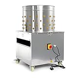 Fudajo Geflügelrupfmaschine 1500W mit Ø50cm Edelstahl-Trommel, 130 Rupffingern, Wasserring, Rollen für 2kg Geflügel