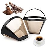 QOUBNIC 2 Stück Kaffeefilter aus Edelstahl, Dauer-Kaffeefilter Filtergröße 4 Wiederverwendbar Plastik Dauerkaffeefilter, 100 Mesh Waschbar Kaffee Filter für 8-12 Tassen Kaffee
