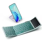 seenda Faltbare Bluetooth Tastatur mit Touchpad - Wiederaufladbare Kabellose Mini Tastatur mit Trackpad für Windows iOS Android Mac Smartphone iPad Tablet Laptop PC - QWERTZ, 3 Bluetooth Kanälen