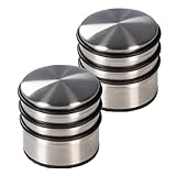 Oxid7® 2x Türstopper Edelstahl matt gebürstet ⌀ 8,7cm, Höhe: 8cm | Massiver Türpuffer 1,1 kg auch für schwere Türen | 3 hochwertige Gummiringe als Schutz