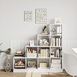 Hzuaneri Bücherregal mit 10 Würfeln, offenen Fächern, 4-stufiges Regal, verstellbare Paneele, Schrank, Würfelregal Stufenregal, Display-Veranstalter für Wohnzimmer, Office, Schlafzimmer, Weiß BC24013X