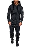 Amaci&Sons Herren Overall Jumpsuit Jogging Cargo-Style Onesie Trainingsanzug Camouflage 3006 Anthrazit L