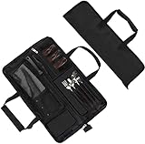 YWYHHM Messertasche, Messer-Rolltasche Kochmesser Rolltasche Messerkoffer mit 13 Fächern für Messer und Löffel, Messeraufbewahrung, Werkzeugtasche für Camping Küchenmesser (Schwarz)