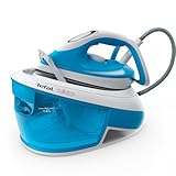 Tefal Express Airglide Dampfbügelstation, 2800 Watt, Durilium Airglide Bügelsohle, 5,9 Bar Pumpendruck, konstante Dampfabgabe: 120 g/Min., Dampfstoß: 380 g/Min., Vertikaldampf, weiß/blau, SV8002